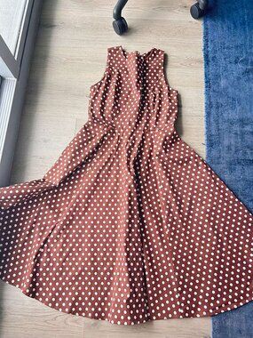Chocolate Brown Polka Dot Midi Dress | Vintage-Inspired | Pretty Woman style